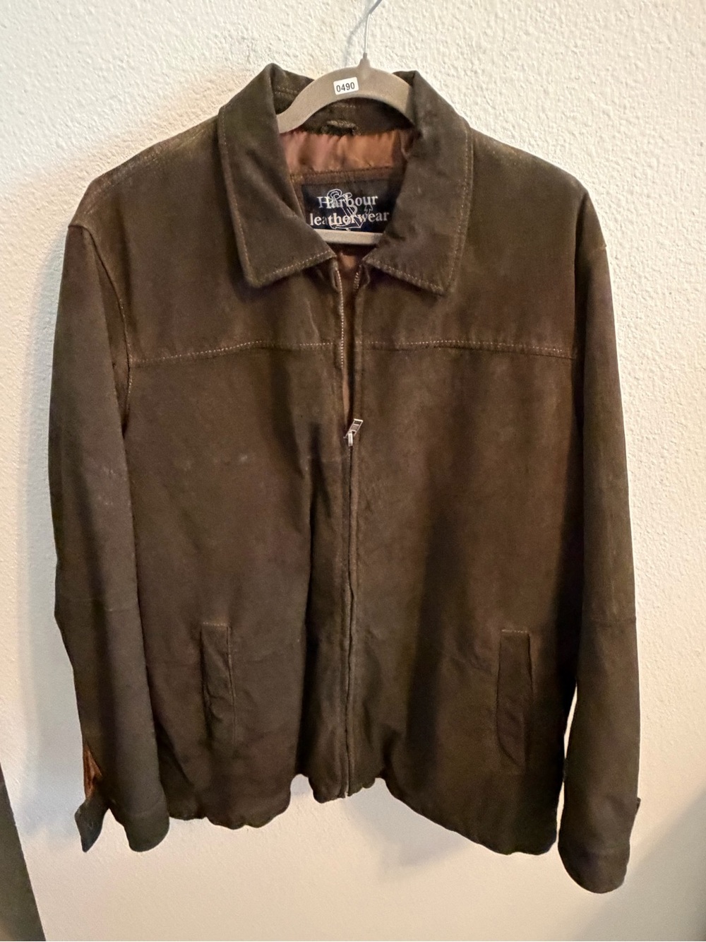 Barbour Brown Suede Leather Zip-Front Men's Jacket